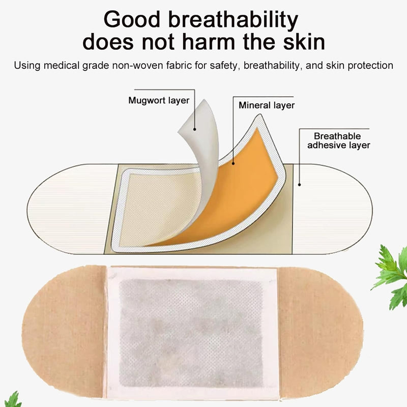 Mugwort hot moxibustion Patch, self-Heating Wormwood Patch, Natural Mugwort Extract Promotes Blood Circulation, relieves Shoulders, Waist, Legs, Uterine Cold, and soothes Body Joints (10pcs) 10