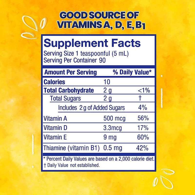 Ballena Azul Aceite de Hígado de Bacalao para Adultos y Niños, COD Liver Oil for Adults and Children, Good Source of Vitamins, Dietary Supplement, Omega 3 (Tropical Fruits 15 OZ)