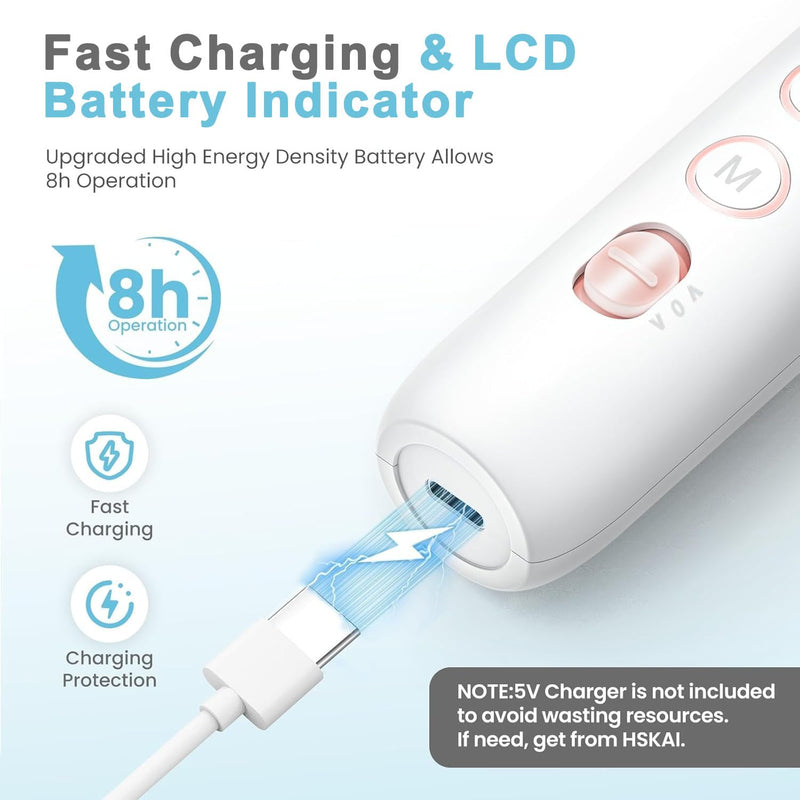 Professional Nail Drill Kit: Electric Nail File with LCD & Lamp, Long-Lasting Thick Toenail Grinder, Rechargeable & Cordless Toe Nail Dremel Tools for Women & Men Manicure and Pedicure Gifts Pro White - BeesActive Australia