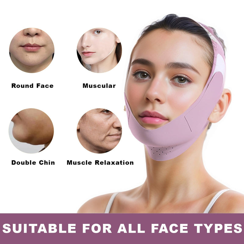 Reusable V Line Lifting Mask, Chin Up Mask V Shaped for Double Chin Reducer for Women, Double Chin for Women, Neck Lift Tape Jaw Exerciser Shaper, V Shaped Face Mask- Purple