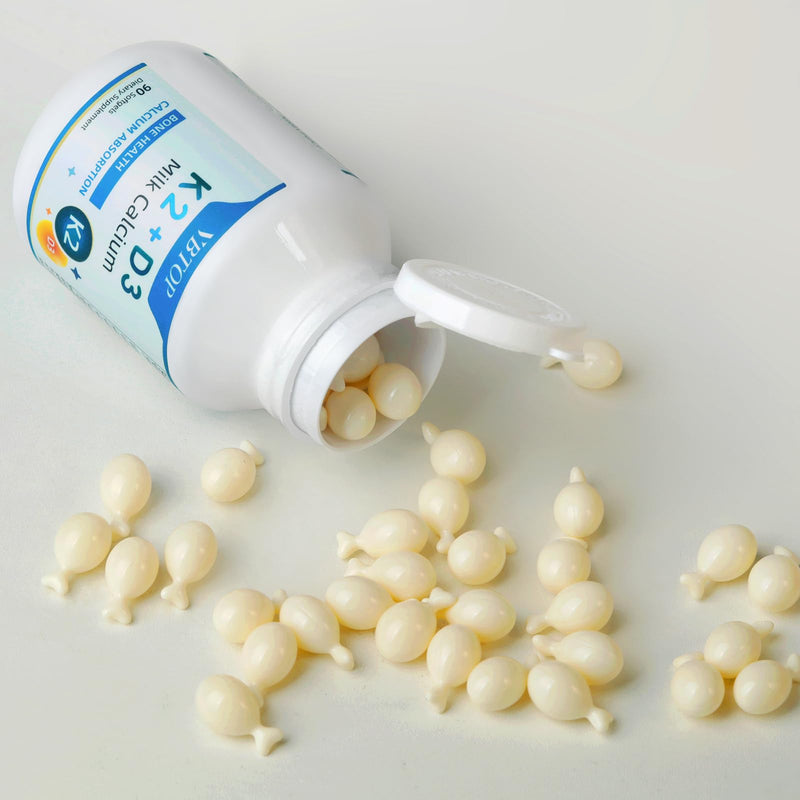 Milk Calcium 800mg with Vitamin D3 & K2, Easy-Absorb, 90 Softgels | 1000 IU Vitamin D3, 45mcg Vitamin K2, Non-GMO, Gluten Free, Supports Bone Density & Joint Health 1 Bottle