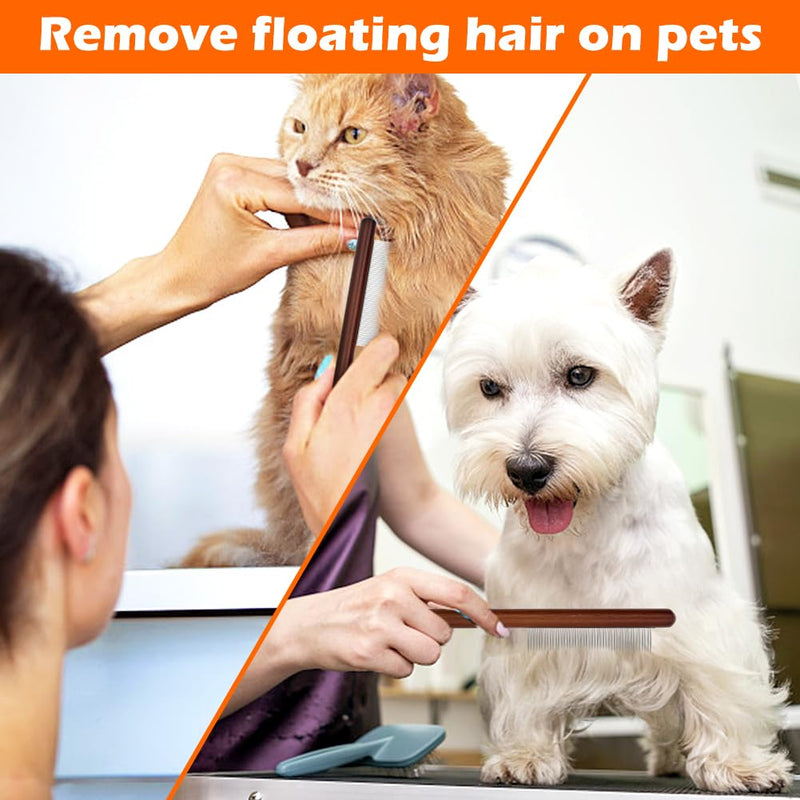 Pet Dematting Comb for Dogs and Cats with Wood Handle，Professional Pet Grooming Brush，Dog Brush for Shedding,Deshedding tool, Remove Loose Hair & Matted Fur(4 Pcs) Style 3 - BeesActive Australia