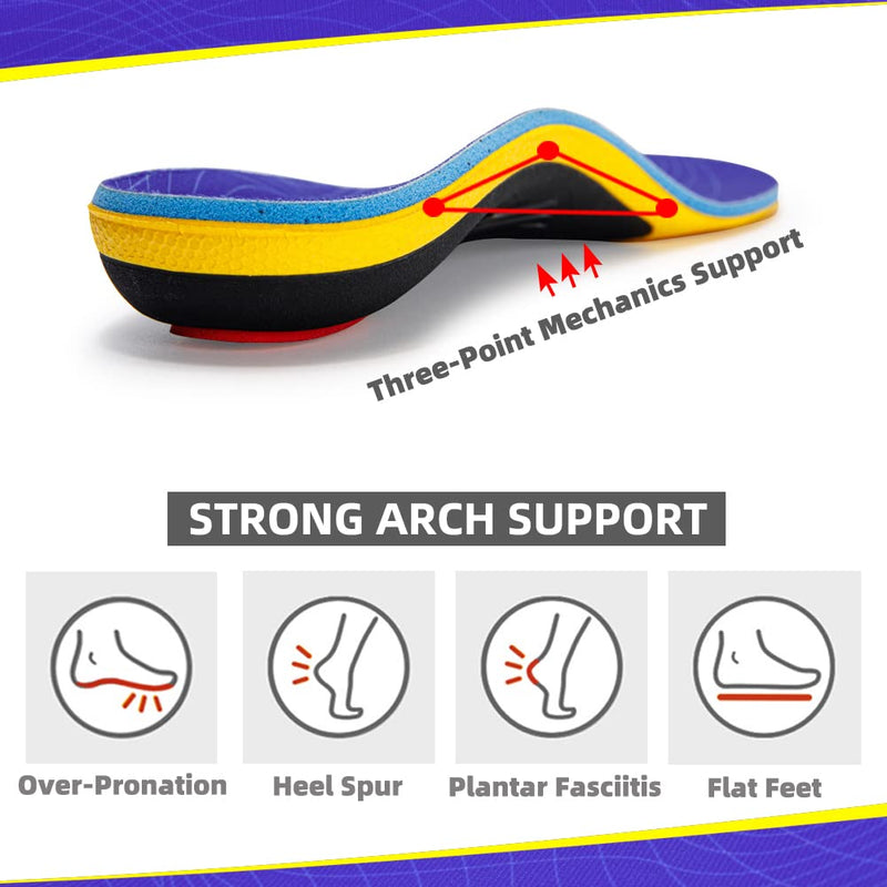 VALSOLE Heavy Duty Support Pain Relief Orthotics - 220+ lbs Plantar Fasciitis High Arch Support Insoles for Men Women, Flat Feet Orthotic Insert, Work Boot Shoe Insole, Absorb Shock with Every Step MEN 9-9 1/2 | WOMEN 11-11 1/2--(278mm) Blue-xva227