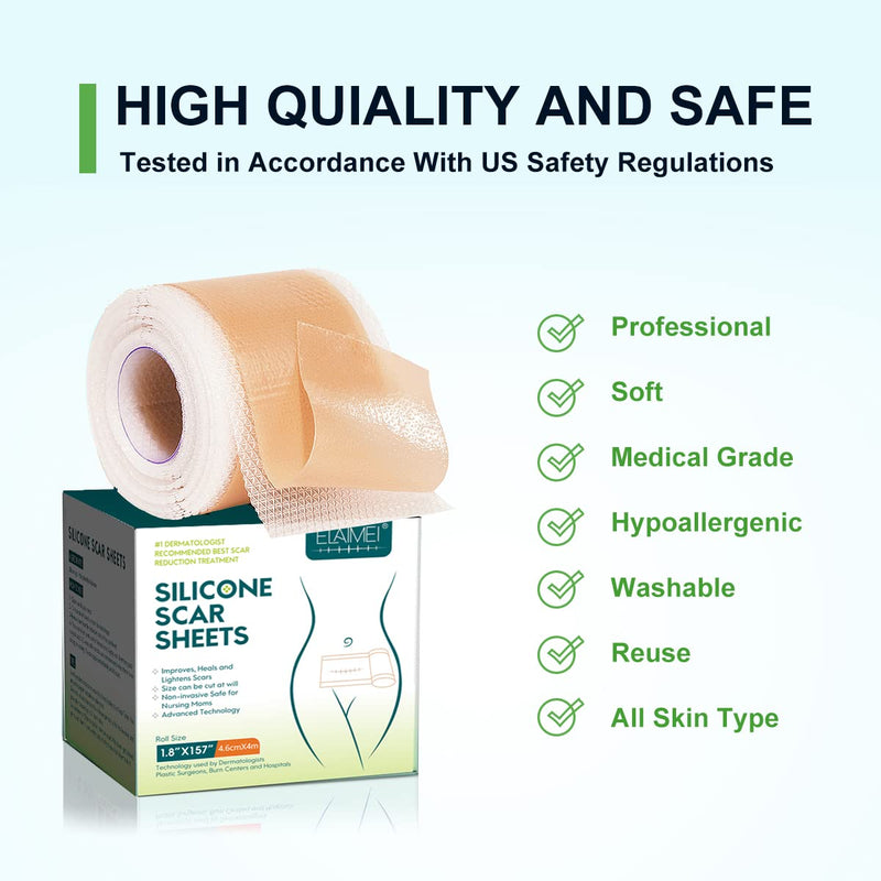 Silicone Scar Sheets(1.8‚Äù x 157‚ÄùInch- 4M), Scar Tape, Scar Strips, Medical Grade, Scar Remover, C-Section, Surgery, Keloid, Tummy Tuck, Scar Patch. - BeesActive Australia