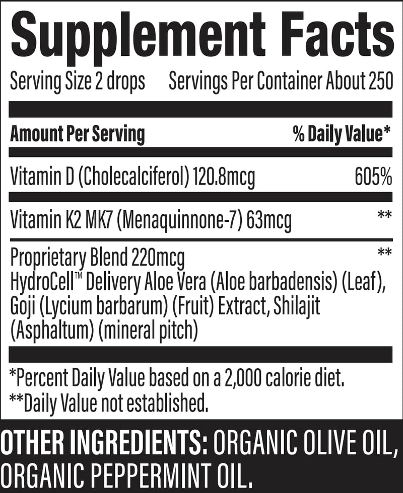 Surthrival: Vitamin D3+K2 Daylight Concentrate, AKA The Sunshine Vitamin, 0.5 oz, Approx. 270 Servings, Supports Immune, Cardiovascular & Bone Health