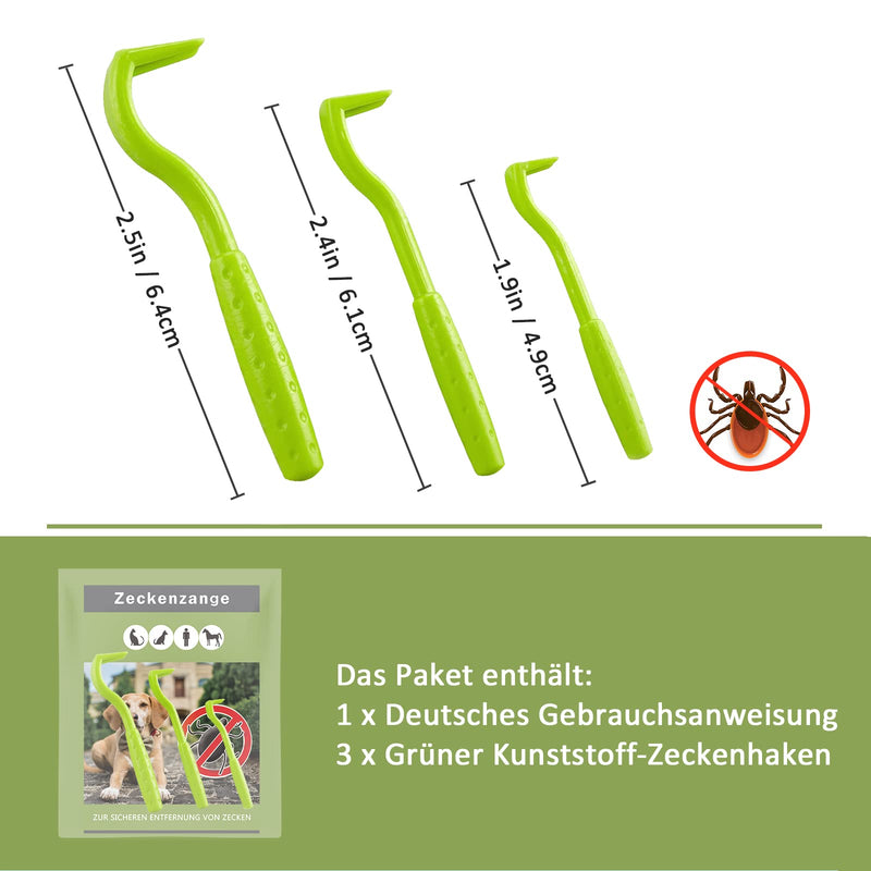 Nepfaivy Tick Tongs for Dogs, Cats, People - Set of 3 Tick Hooks and Tick Removers for Children and Pets, Simple and Safe Tick Lever for Ticks of Any Size Green - BeesActive Australia