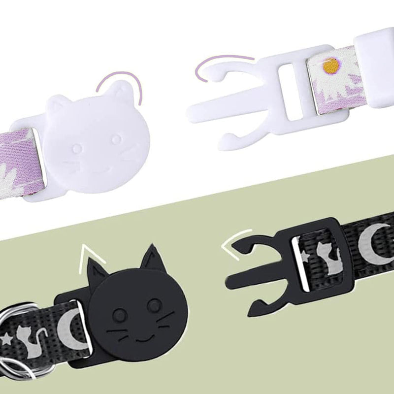 XIXKOLYU® 2 Pack Tear-Away Cotton Cat Collar with Bell, Pink and Purple Flower Pendant, Cute Cat Collar, Kitten Collar, Ideal for Cats Pink+Purple - BeesActive Australia