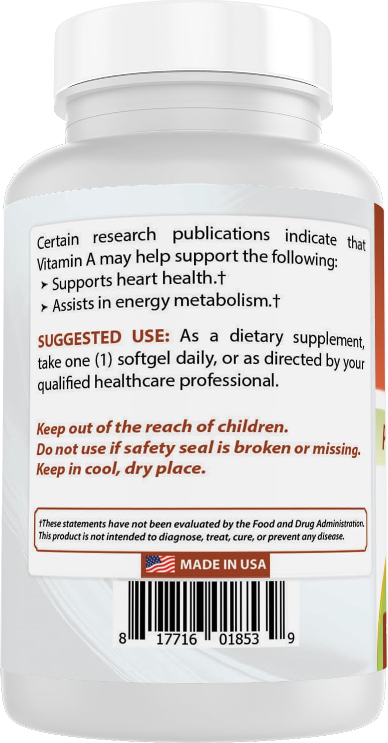 Best Naturals Vitamin A 25000 IU (7500 mcg), Non-GMO Formula Supports Healthy Vision & Immune System and Healthy Growth & Reproduction, 180 Softgels (180 Count (Pack of 1)) 180 Count (Pack of 1)
