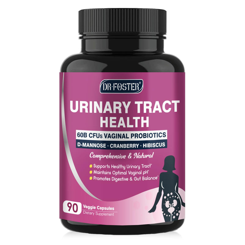 DRFOSTER Urinary Tract Health for Women, Vaginal Probiotics for Women pH Balance with D-Mannose, Cranberry, Probiotics and Prebiotics for Digestive Helath 90 Veggie Capsules 90 Capsules - BeesActive Australia