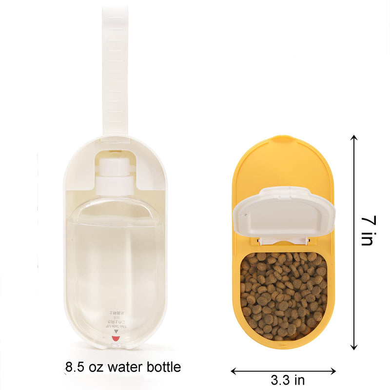 Okllen Set of 2 Dog Water Bottle, Portable Dog Drinking Bottle Cup with Food Container 2-in-1 for Dog, Cat, Puppy, Pets, Pet Water Bowl Dispenser Dog Travel Accessories, Blue&Yellow - BeesActive Australia