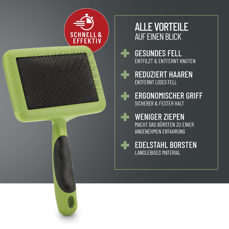ReaVET dog brush, cat brush, slicker brush for long-haired dogs and cats I large breeds (L) I gently removes undercoat, tangles and knots I pet brushes large breeds (L) - BeesActive Australia