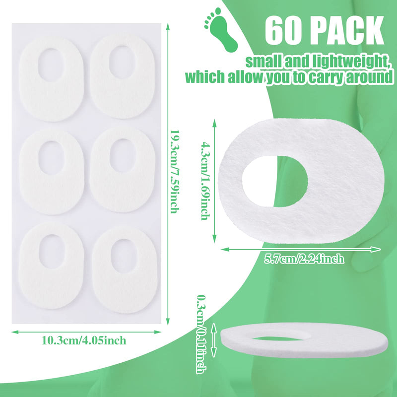 WILLBOND 60 Pcs Callus Pads Soft Felt Callus Oval Shape Corn Pads for Bottom of Foot Adhesive Foot Corn Cushion for Men and Women Feet Toes Heel Pain Relief (White) White - BeesActive Australia