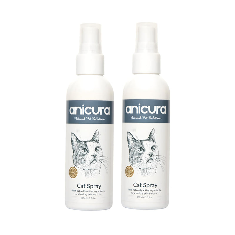 Anicura Natural Cat Spray, Soothe Itchy, Irritated Skin, Allergies, Dermatitis, Dry Patches & Redness. Relief for Scratching, Licking & Discomfort. Safe for Sensitive Skin. Value Bundle (2×100ml pack)