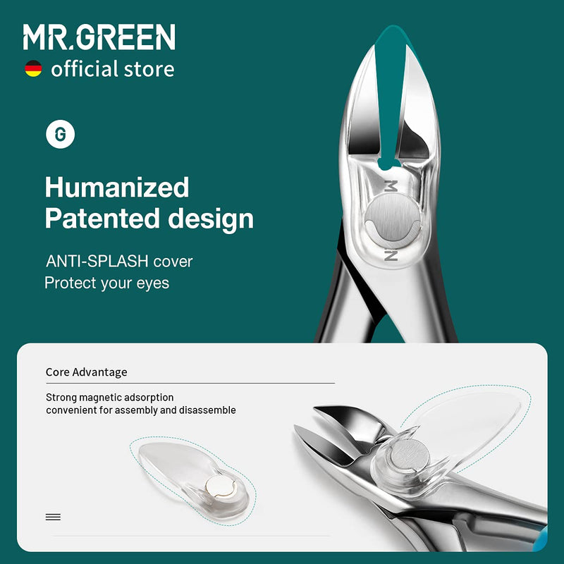 MR.GREEN Nail Clippers Toenail Cutters Anti-Splash Professional Ingrown Thick Hard Nail Scissors Pedicure Tools Manicure Sets (Blue Handle) Blue - BeesActive Australia