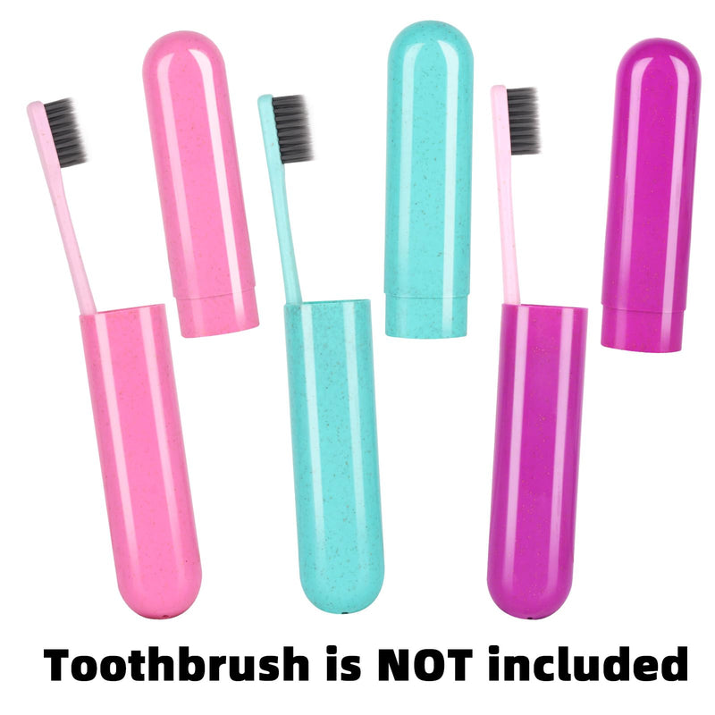 6 Pack Toothbrush Travel Case, Travel Toothbrush Holder, Sanitary Toothbrush Storage, Eco-friendly Toothbrush Protector Covering for Traveling, Business，Camping, Home, School Cyan+Pink+Purple+Yellow+Red+Beige - BeesActive Australia
