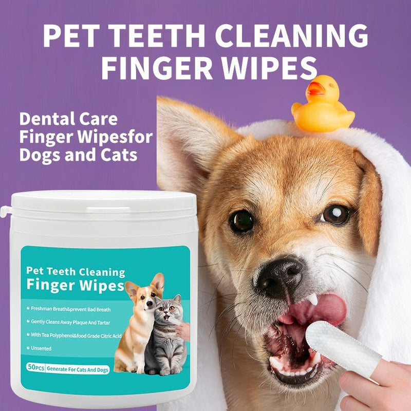 Dental Care Finger Pads for Dogs Pack of 50 and Ear Care Ear Care Finger Pads 50 Pieces - Dental Care Dog, Finger Cots Dog Dental Care Tartar Remover Dog Toothbrush