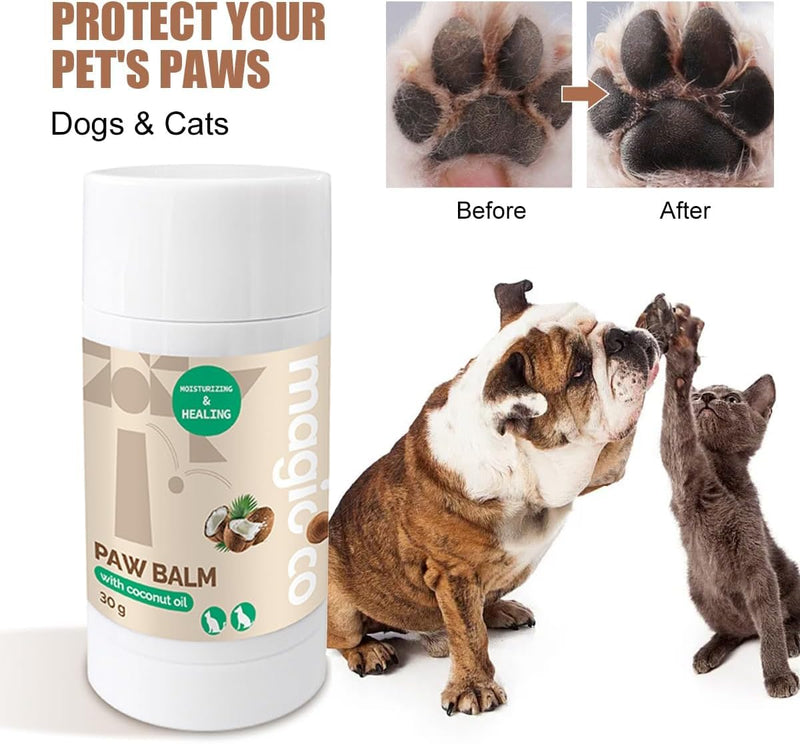 Natural Coconut Oil Paw Balm for Dogs & Cats, Moisturising & Protective Paw Balm, Nose Balm,Vegan, Cruelty-Free, 30g