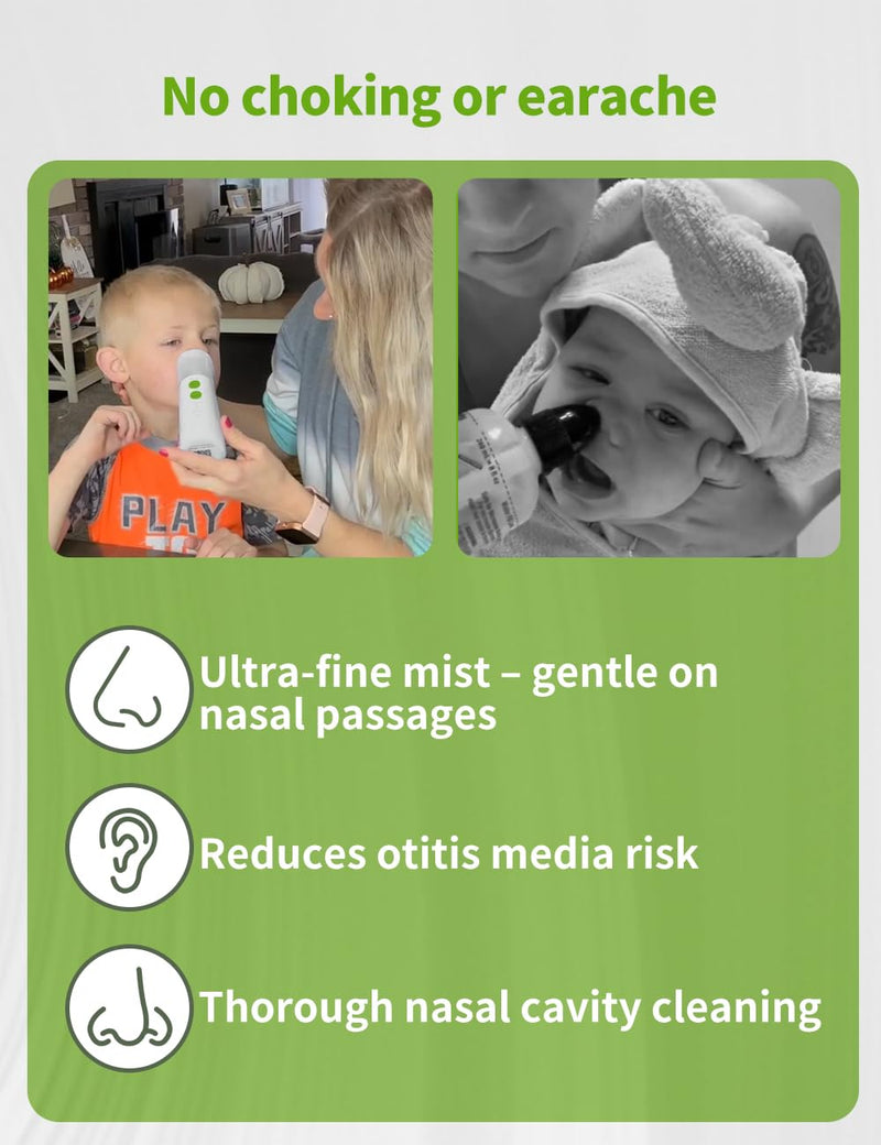 Minidiva Nasal Care Sinus Relief Kit, Gentle Nasal Rinse System with 10 Salt Packets, Portable Salt Packs for Children and Adults (Green) - BeesActive Australia