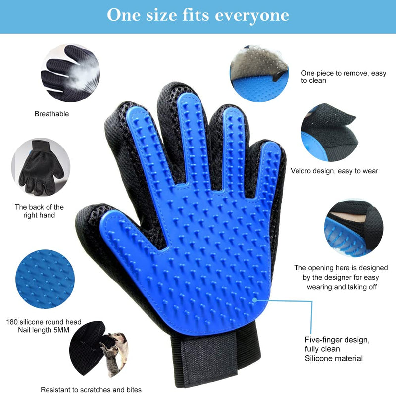 Washing glove for cats, cat gloves, cat glove grooming, cat glove brush, grooming glove made of silicone glove, cat brush, dog brush, grooming glove for pets, 1 blue - BeesActive Australia