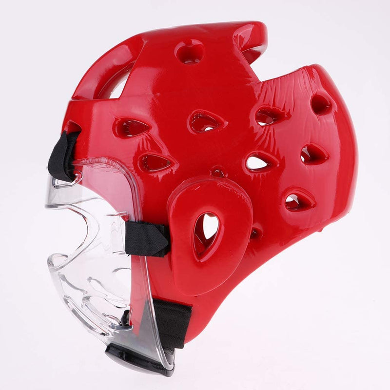 Kids & Adults Taekwondo Karate Headgear MMA Martial Arts Helmet, with Removable Face Shield, Soft Head Gear for Martial Art Grappling Muay Thai Kickboxing Taekwondo Small Red
