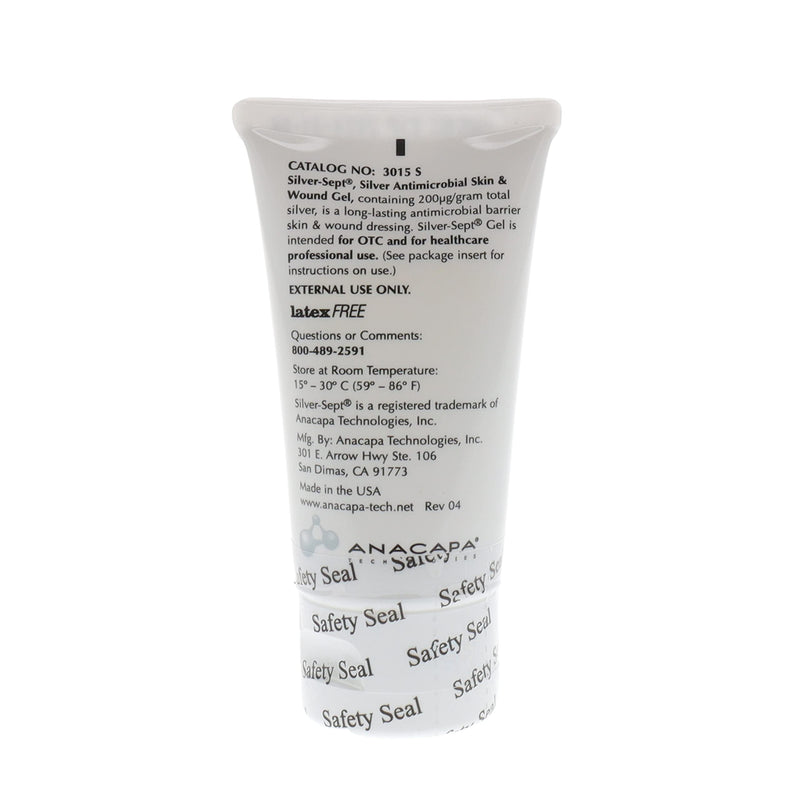 Silver-Sept-Silver Skin and Wound Gel 1.5 oz, Tube for Foot and Leg Ulcer Treatment, 1st and 2nd Degree Burn Care