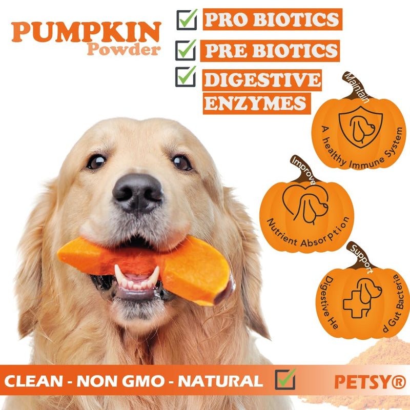 Pumpkin Powder for Dogs Digestive Supplement for Anal Gland Dog Diarrhea Treatment Prebiotics Probiotics for Dogs UK Dog Food Topper, Puree Powder Tasty Chicken Flavour