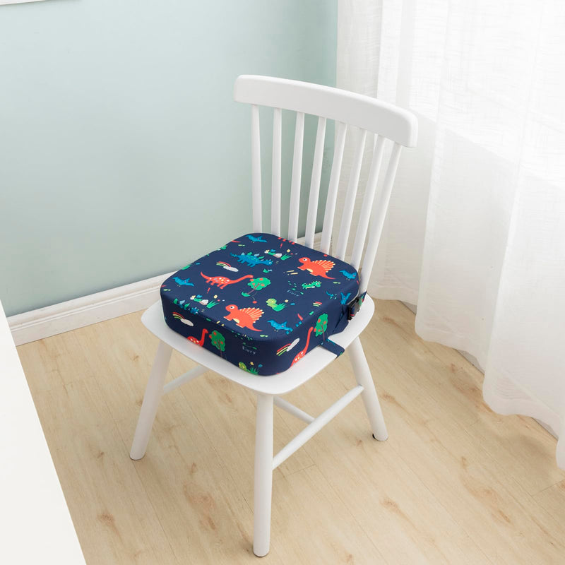 Toddler Booster Seat for Dining Table, Portable Kids Booster Seat with Safety Buckles Portable Increasing Booster Cushion with Non-Slip Bottom (Blue Dinosaur) Blue-Dinosaur - BeesActive Australia