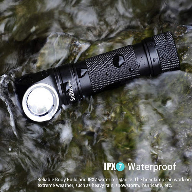 sofirn SP40 Rechargeable Headlamp 1200 Lumen, Powerful 5500K LED Flashlight, Right Angle Headlight for Repairing Running Camping Hiking