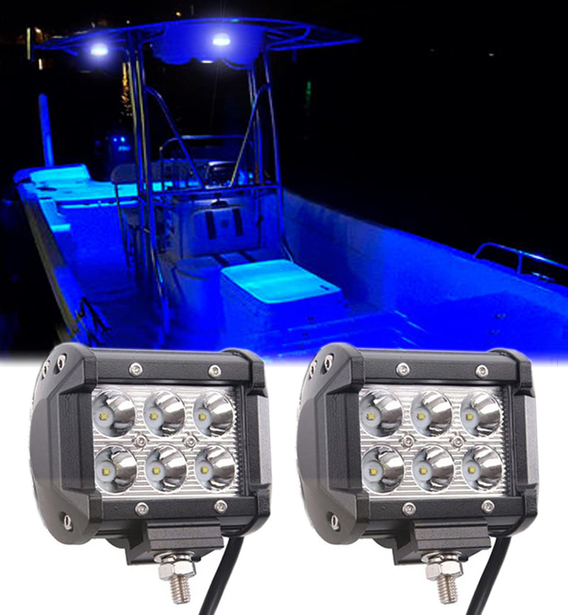 Shangyuan Pontoon Boat Docking Light - Marine LED Spreader & Navigation Lights, Blue, 2pcs 18w 6Led 2pcs blue - BeesActive Australia