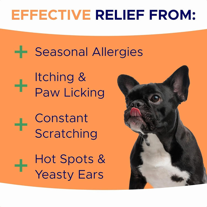 Dog Allergy Relief Chews — Itch Relief Skin & Coat Supplement: No Fillers, Just Flavor - Itchy Skin Relief Treatment w/Omega 3 Fish Oil - Itching & Paw Licking, Dry Skin & Hot Spots -Made in USA-180Ct 180 Soft Chews
