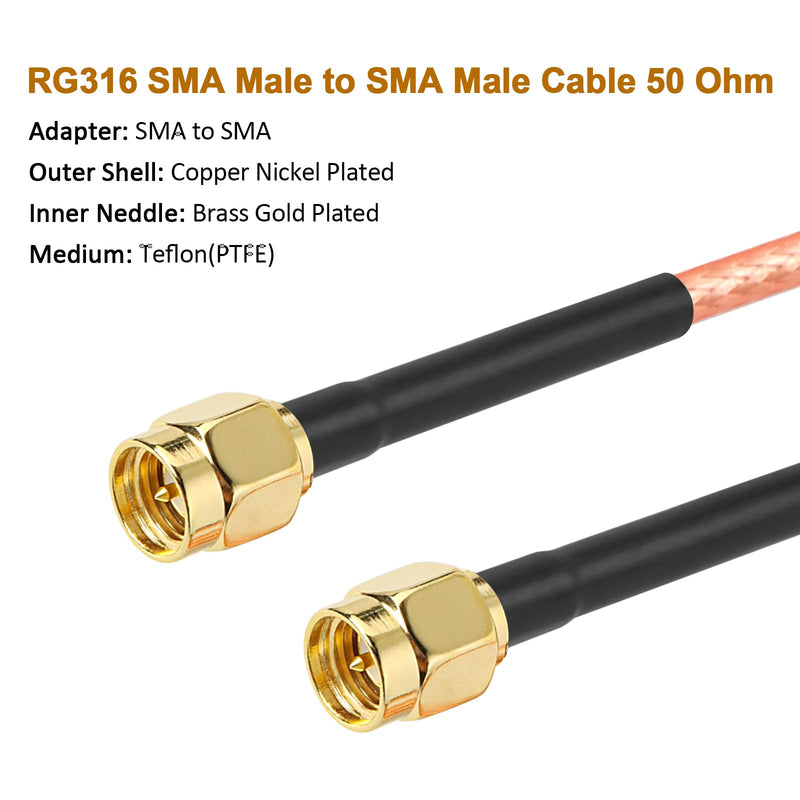 SMA Male to SMA Male Cable - 50FT RG316 SMA Extension Cable 50 ohm for Router, Test Equipment, Signal Enhancer, Wireless Adapter,WiFi Antenna Applications 1 - BeesActive Australia