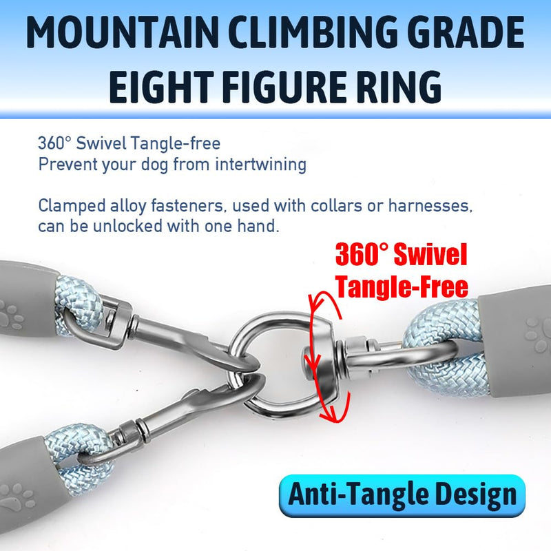 Two Dog Leash - No Tangle, 360° Swivel Double Leash for Walking Two Dogs, Double Dog Leash for Medium & Small Dogs Detachable Design for Effortless Walks and Control - BeesActive Australia