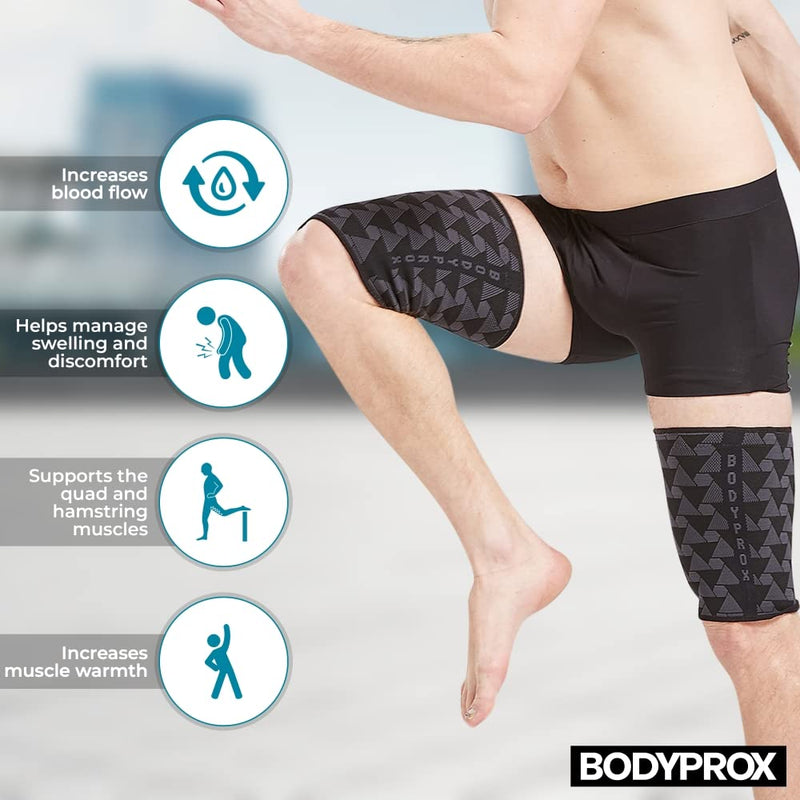 BODYPROX Thigh Compression Sleeve(1 Pair), Hamstring Compression Sleeve for Men and Women Medium