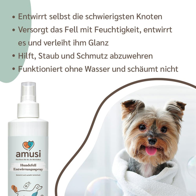 amusi fur care dog 250ml - detangling spray dogs hypoallergenic formula based on vegetable oils, dog perfume - fur spray dog and nourishing effect for all fur types, antistatic effect white musk - BeesActive Australia
