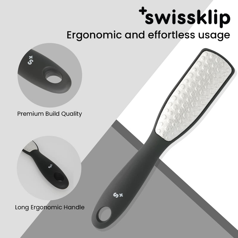 Swissker by Swissklip Foot File Callus Remover for Feet I A Perfect Heel Scraper for Cracked Heels I Luxurious Foot Scraper for Callus Removal and Dead Skin Remover for Feet (1 Pack) 1 Pack - BeesActive Australia