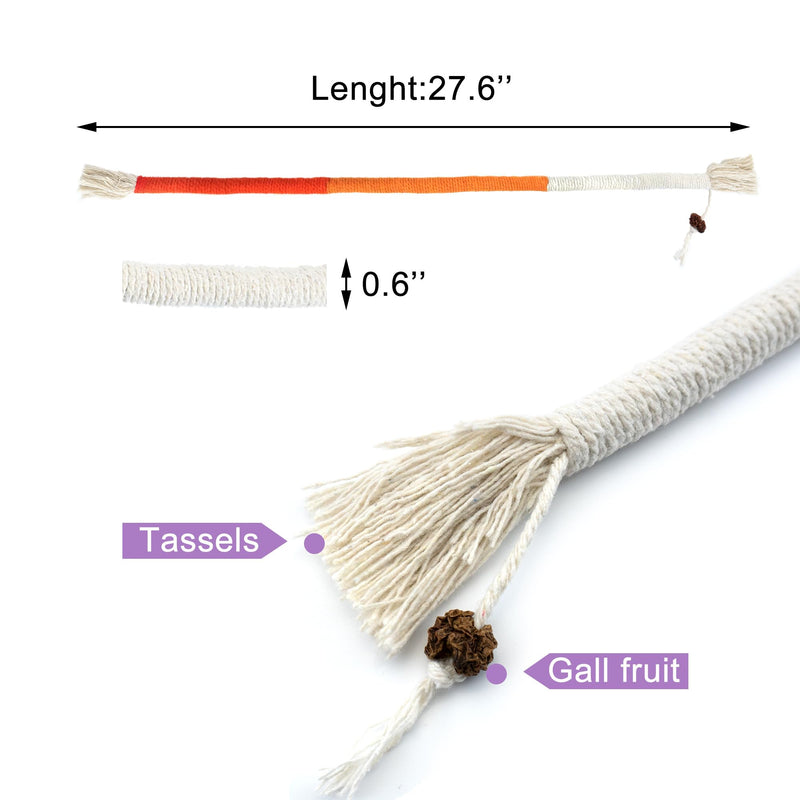 Quacc 4 PCS Cat Chew Toy Bite Ropes with Natural Gall Fruit, Colorful Kitten Chew Rope Interactive Cat Toy Sturdy Chewing Ropes for Cat Teeth Cleaning Stress Release - 27.6" - BeesActive Australia