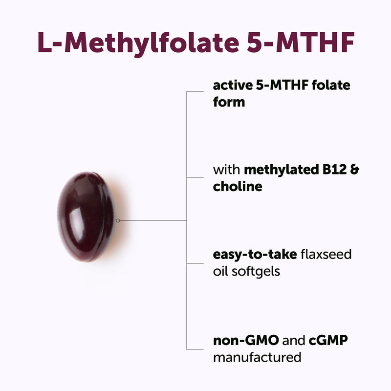Micro Ingredients L-Methylfolate 1000mcg, 240 Softgels | 5-MTHF Active Folate with Methylcobalamin B12, Choline & Flaxseed Oil | High Absorption Methylated B9 Supplement for Methylation Support*