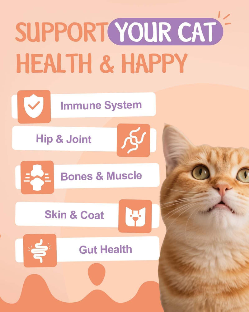 Collagen for Cats - Grass Fed Cat Collagen Drops - Cat Joint Supplement - Skin & Coat, Digestive & Immune Support - Senior Cat Supplement with MSM, Hyaluronic Acid, Biotin - Roast Chicken Flavor