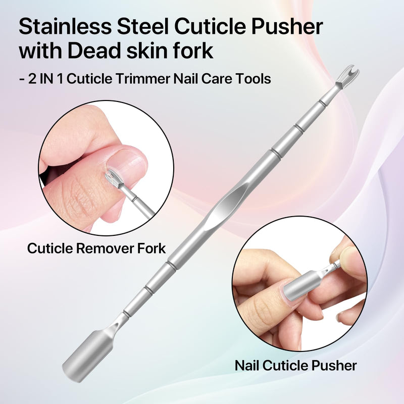 10 Pack Cuticle Pushers with Fork, 2 in 1 Cuticle Nail Pusher Tools with fork, Stainless Steel Cuticle Remover Tool for At-Home & Travel Manicures Pedicures - Silver - BeesActive Australia