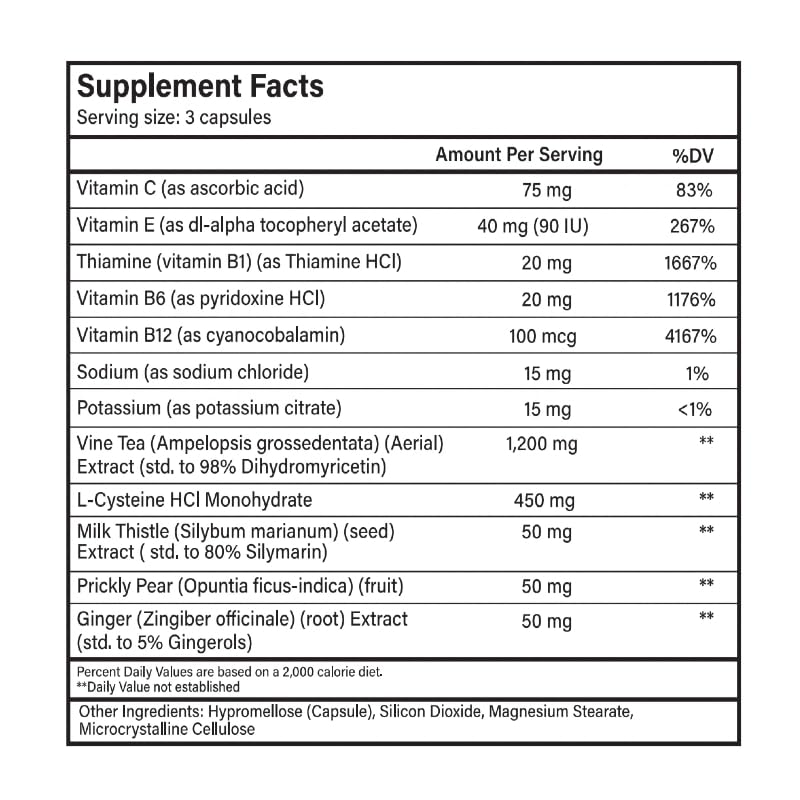 Supplement with Milk Thistle, L-Cysteine, DHM | 12 Doses | Support Your Liver, Feel Better After Drinking, Prickly Pear, DHM, L-Cysteine, Milk Thistle