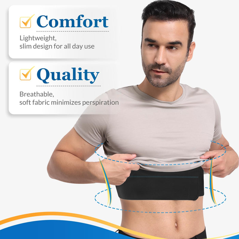 Broken Rib Brace for Men - Compression Chest Binder for Cracked Ribs Support & Chest Pain Relief - Rib Belt for Bruised Rib Cage (Black, Fits 30‚Äù-45‚Äù) M Black - BeesActive Australia