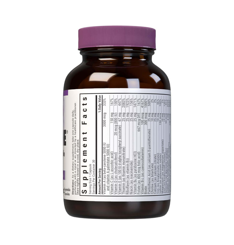 Bluebonnet Nutrition Mult One (with Iron), Daily Nutritional Support*, Vegetarian Friendly, Kosher Certified, Gluten-Free, Dairy-Free, 30 Vegetable Capsules, 30 Servings | Daily Nutritional Support; Vegetarian, Kosher Certified, Gluten-Free, Dairy-Free