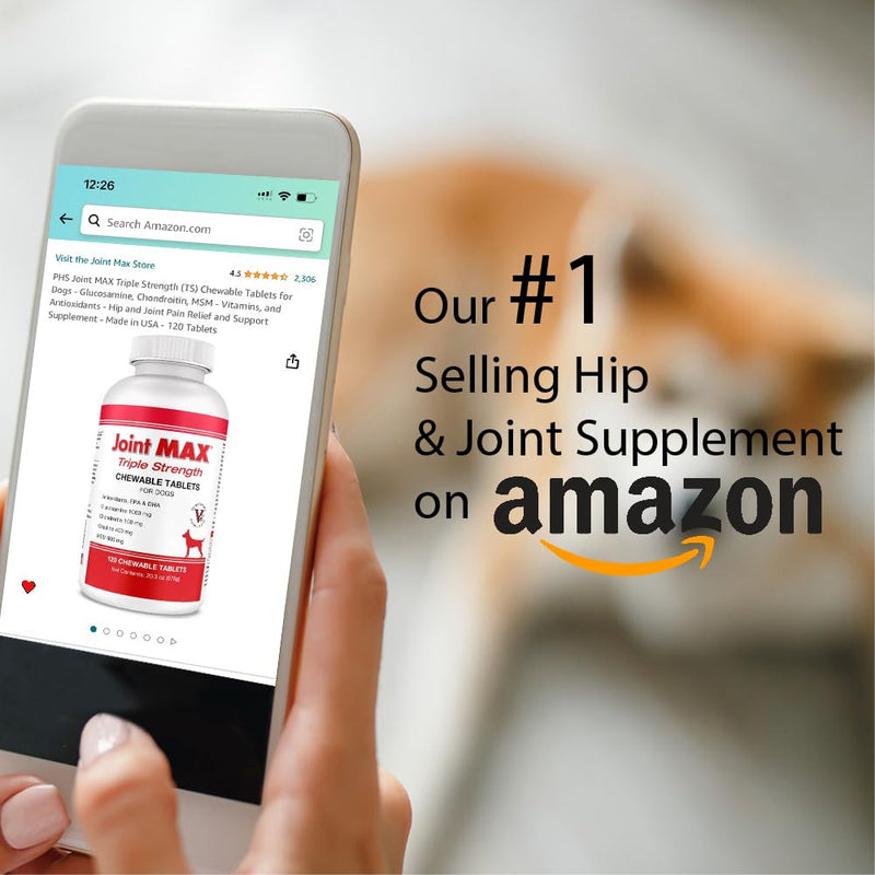 Double Strength Chewable Tablets for Dogs, Glucosamine, Chondroitin, Vitamins & Antioxidants, Hip & Joint Pain Relief & Support Supplement - Veterinarian Formulated, Made in USA, 120 Tablets 120 Count - BeesActive Australia