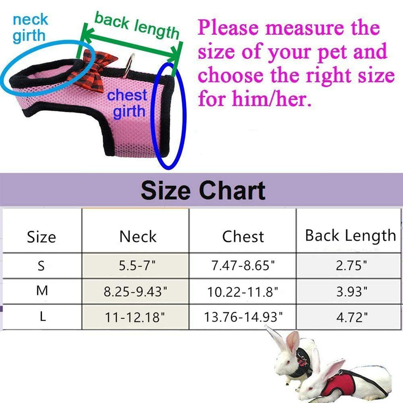Rabbit Harness with Leash Adjustable Soft Mesh Vest Harness for Bunny Kitten Guinea Pig Rat (L, Black) L - BeesActive Australia