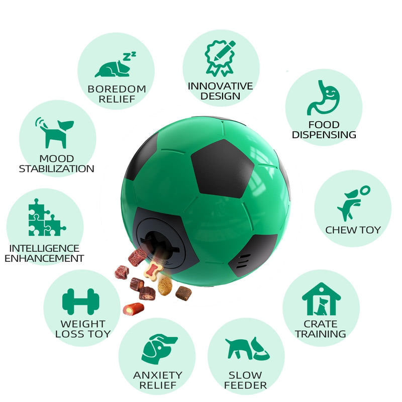 Rensh Interactive Dog Toys Soccer Ball, Indestructible Dog Balls Perfect for Large Medium Dogs, Dog Puzzles for Smart Dogs & Treat Dispensing Dog Toys to Keep Them Busy, Dog Slow Feeder Treat Ball - BeesActive Australia