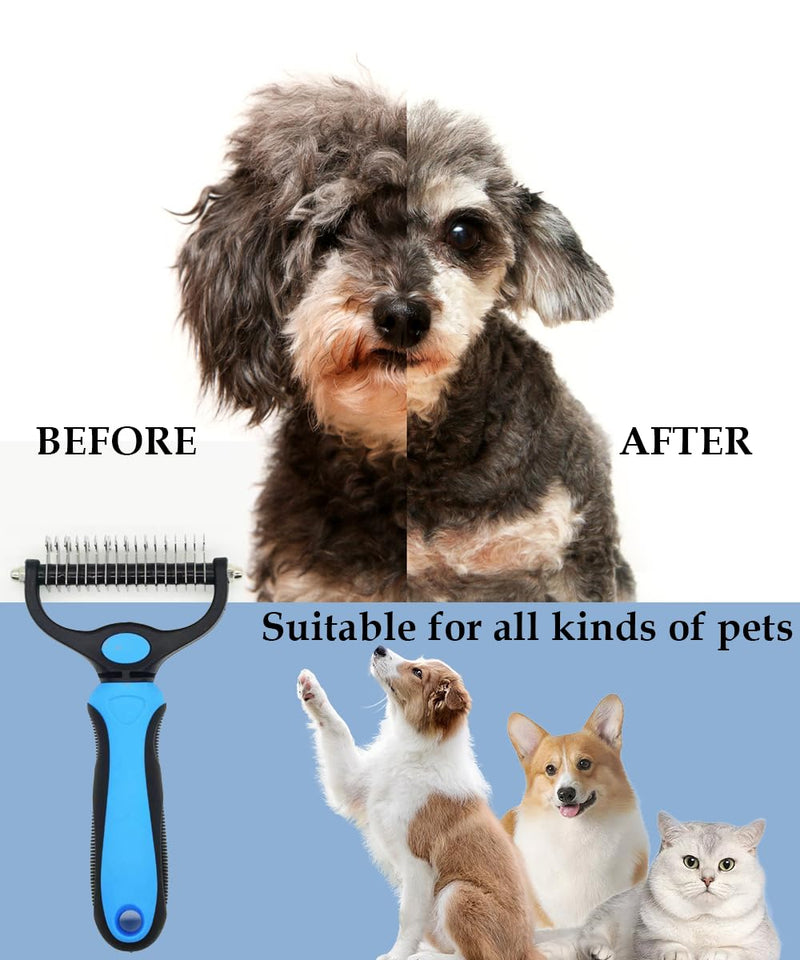 Deshedding Brush - Double-Sided Undercoat Rake for Dogs and Cats - Shedding Comb and Dematting Tool, Extra Wide, Pet Grooming Kit Essential - BeesActive Australia