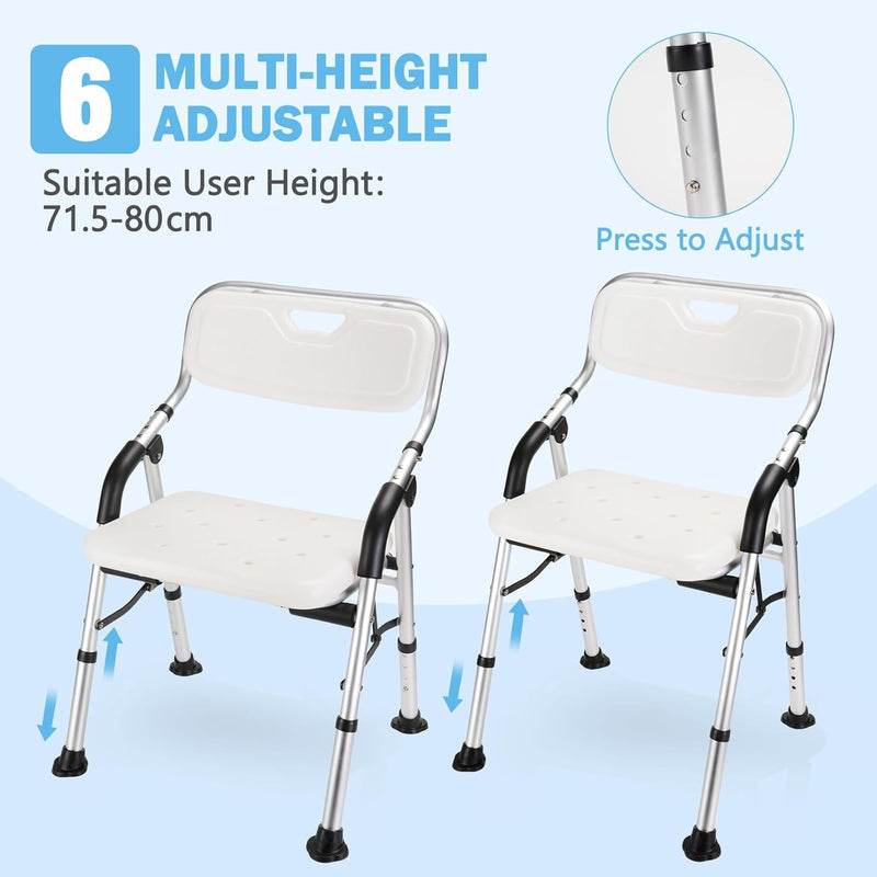 Toyotsu All-Life Shower Bench G-Style (Foldable, Adjustable Seat Height, No Assembly Required) - BeesActive Australia