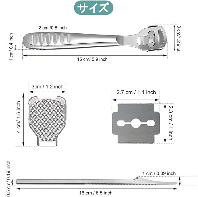 Samcos Exfoliating Fish Eye Removal, Stainless Steel Foot Care Set, Removes Exfoliates, Removes Plantar Stains, Foot Care Tool, Includes 10 Replacement Blades - BeesActive Australia
