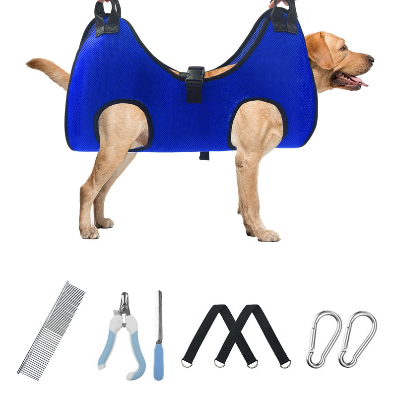 Pet Dog Grooming Hammock for Nail Trimming,Dog Restraint Hanging Harness for Nail Clipping,Dog Grooming Sling for Large Dogs with Nail Clippers/Nail File/Pet Comb,Claw Care(XXL for 90lb) XXL for 90 LB