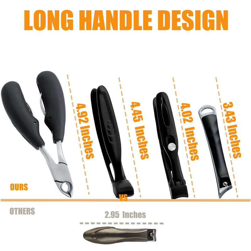 Precision Stainless Steel Heavy Duty Angled Head,Wide Jaw Clippers for Seniors and Man,Ingrown Toenail,Thick Nail.Extra-Long Handle, Extra-Large Slanted Nail Cutter. Men,Women,Elderly.7Pcs (7PCS Toe) 7PCS Toe - BeesActive Australia